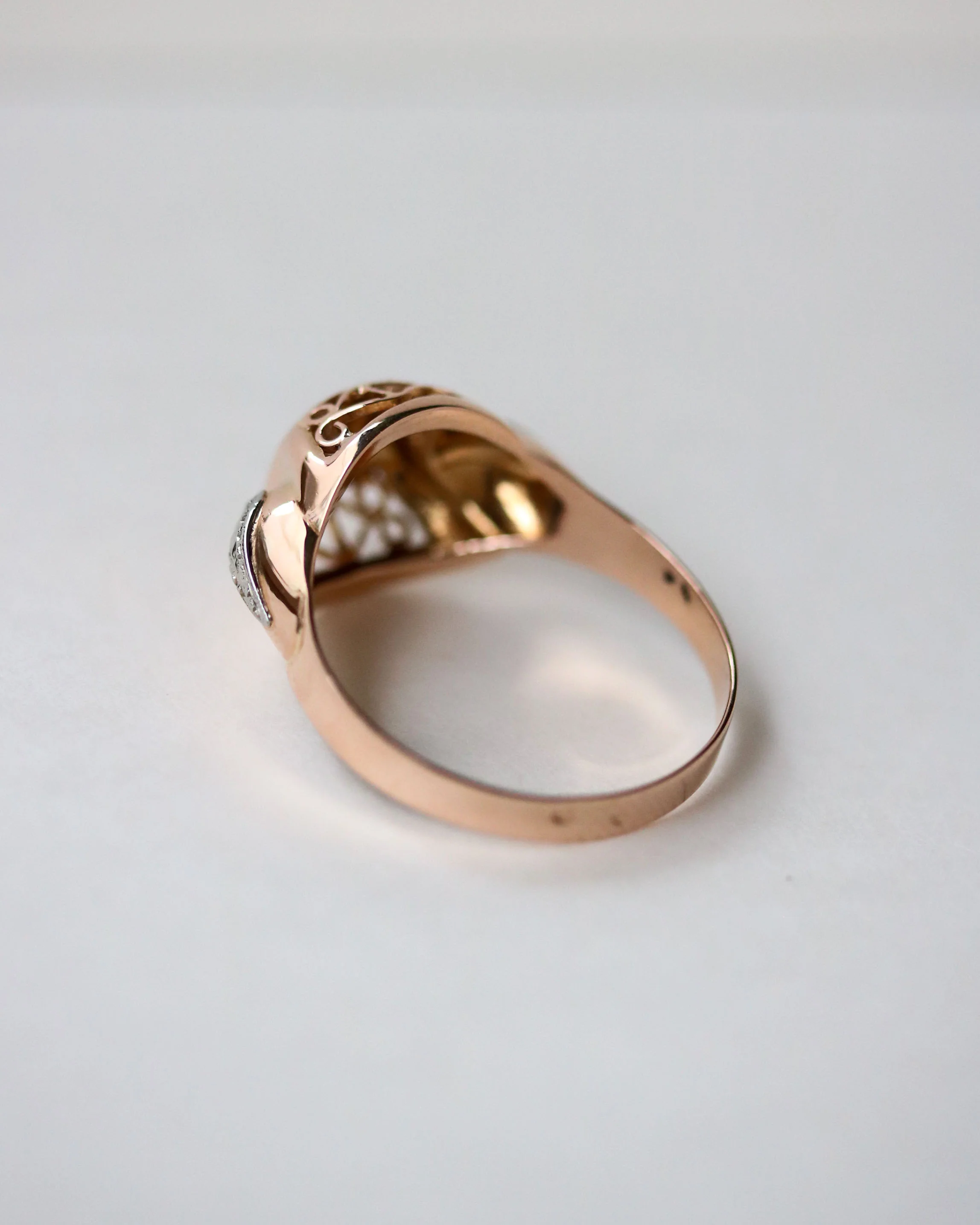 Bague Art Déco Or Rose et Blanc Diamant - Image 4