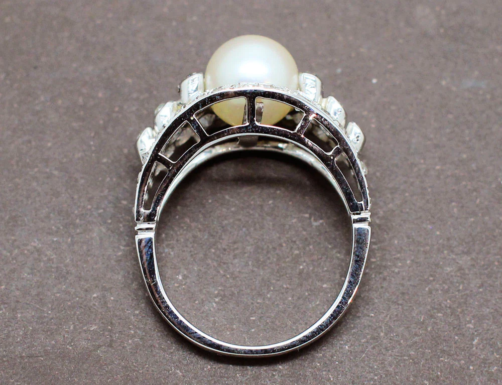 Bague Art Déco Perle et Diamants - Image 5