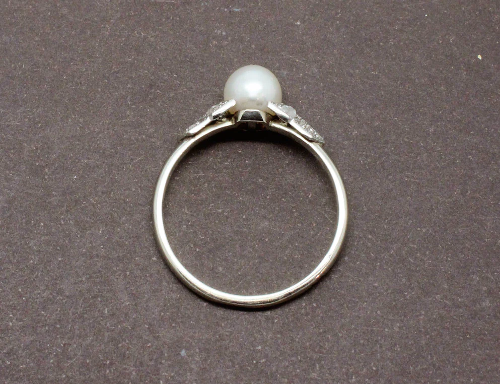 Bague Art Déco Perle et Diamants - Image 4