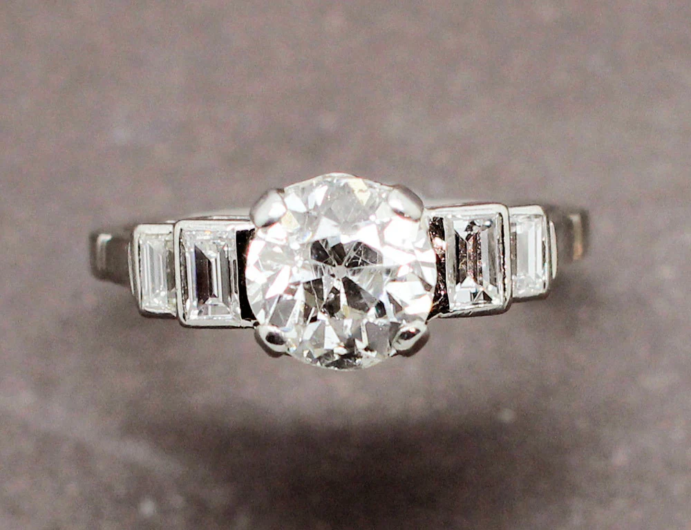 Bague Art Déco Platine Diamant 1,62 ct - Image 3