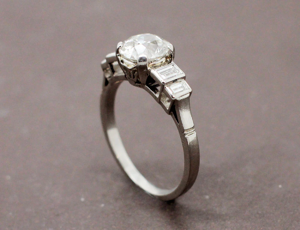 Bague Art Déco Platine Diamant 1,62 ct - Image 5