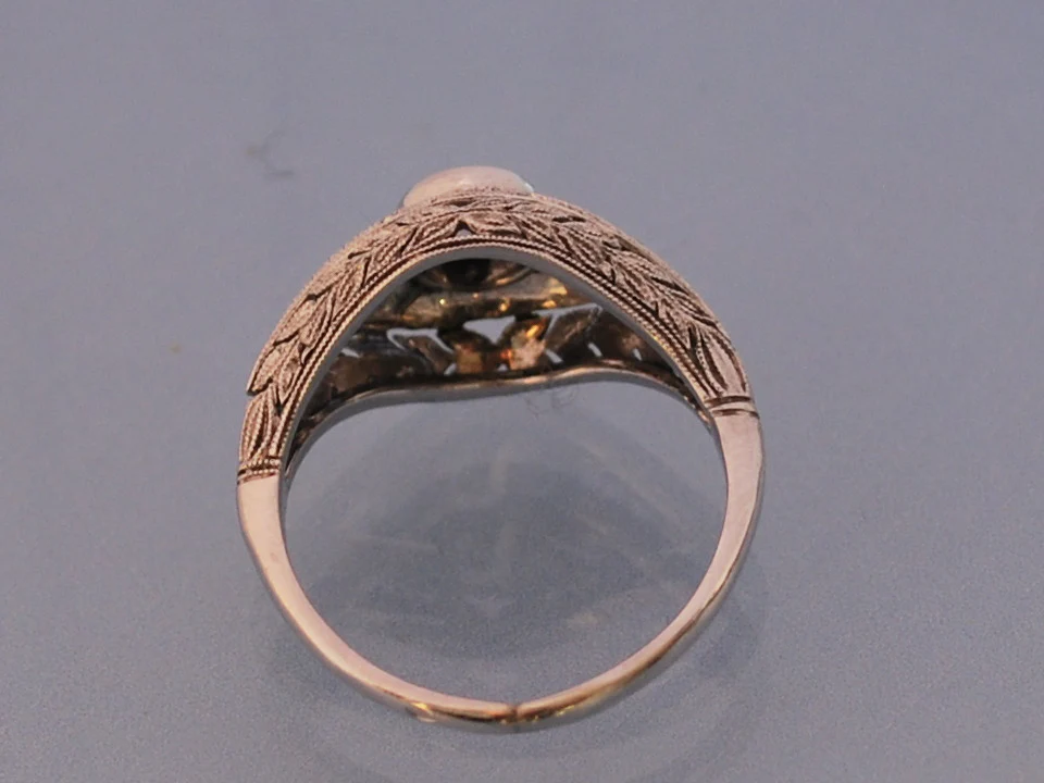 Bague art déco platine diamant et saphir - Image 3