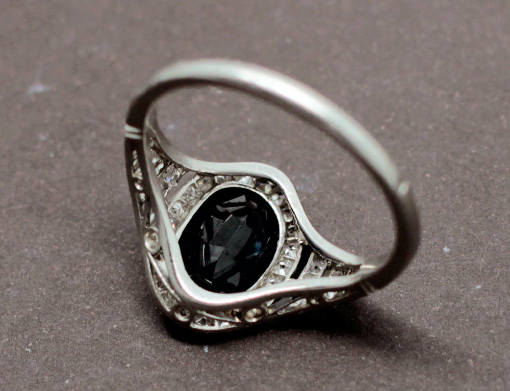 Bague Art Déco Platine Diamants - Image 6