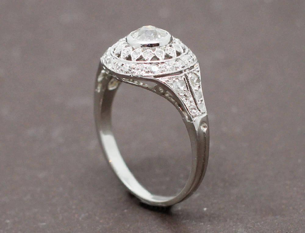 Bague Art Déco Platine Diamants - Image 4