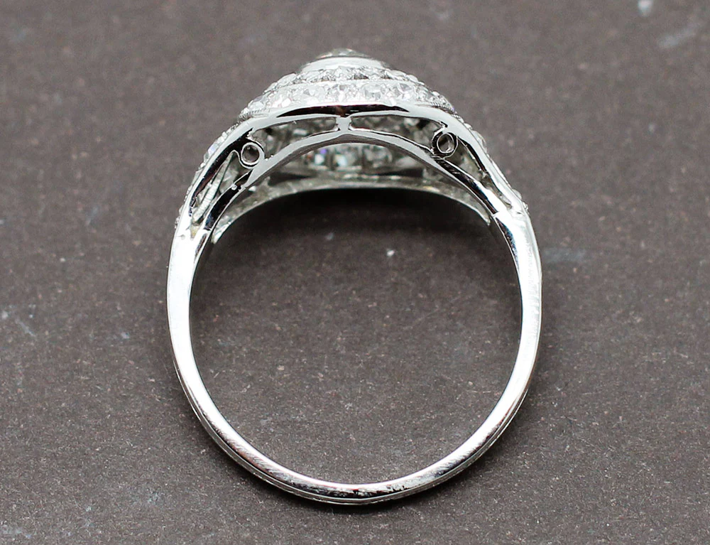 Bague Art Déco Platine Diamants - Image 5