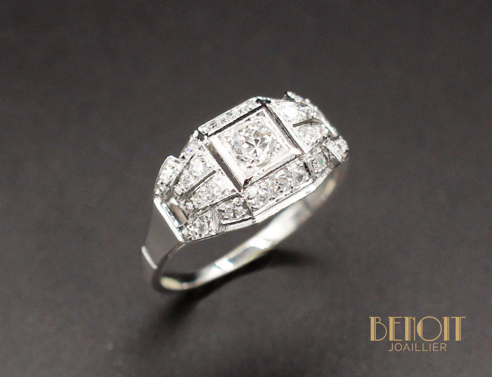 Bague Art Déco Platine Diamants