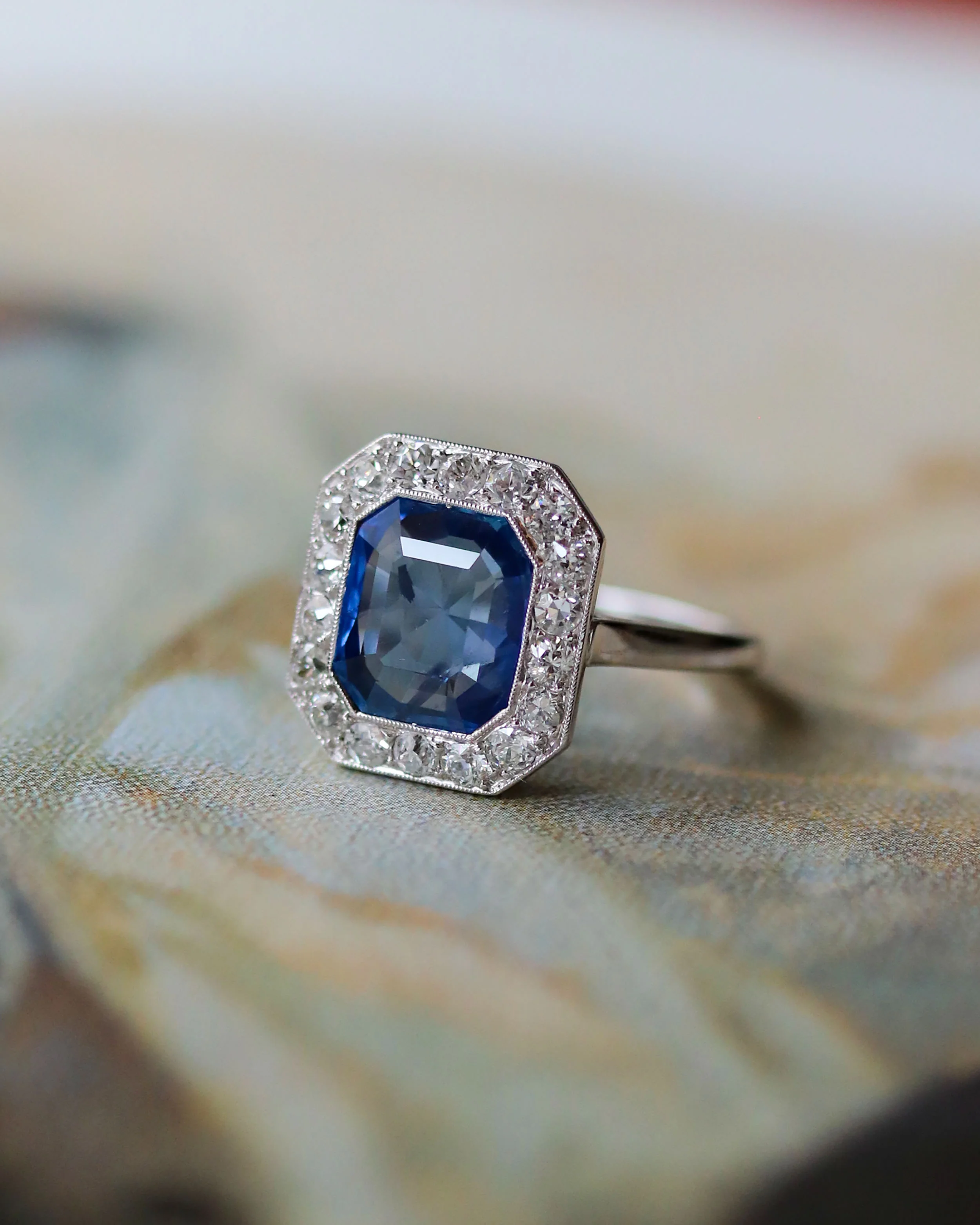 Bague Art Déco Rectangle Pans Coupés