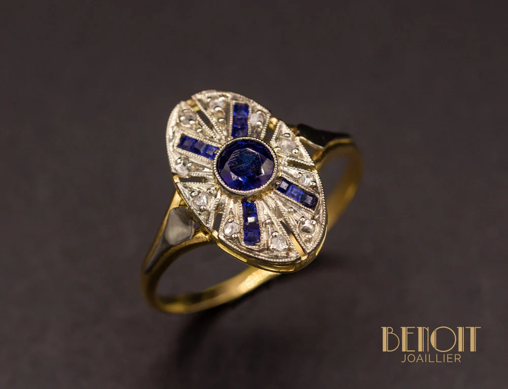 Bague Art Déco Saphir