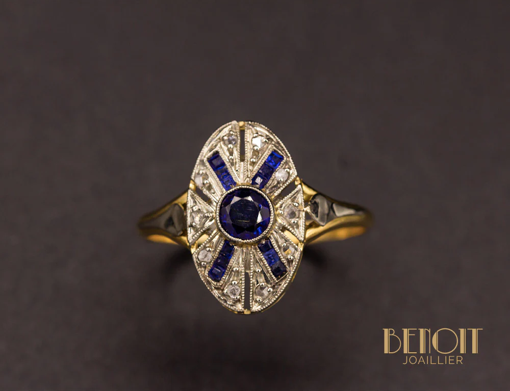 Bague Art Déco Saphir - Image 2