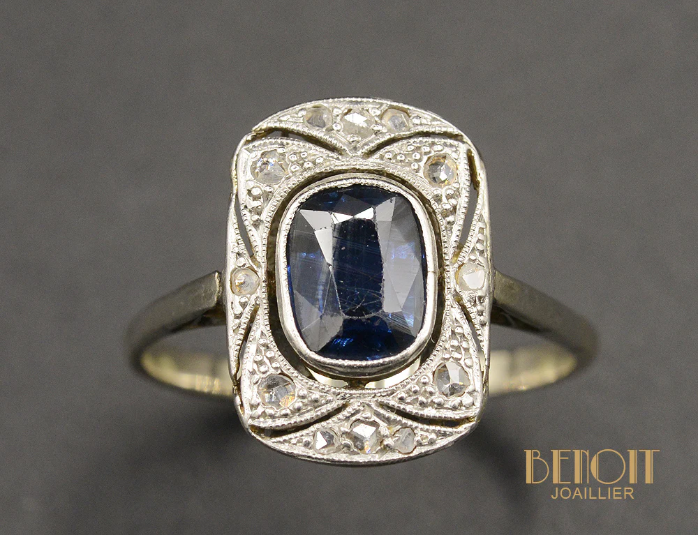 Bague Art Déco Saphir - Image 2