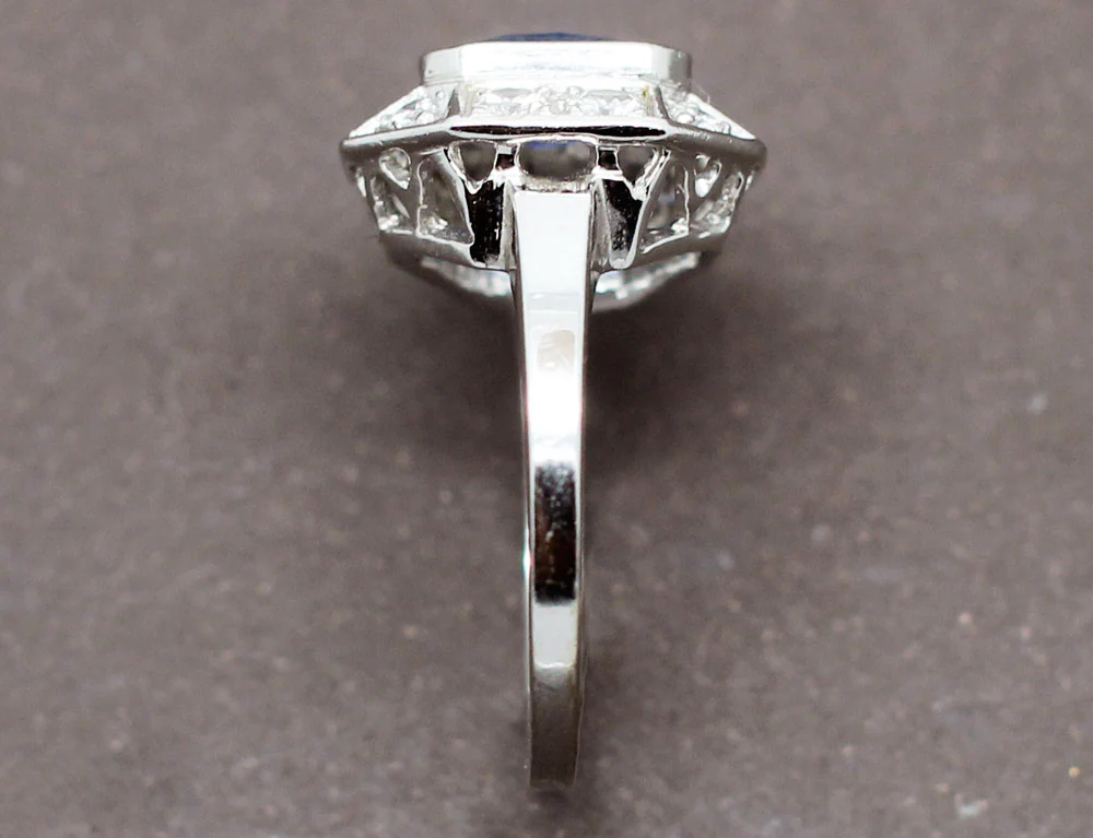 Bague Art Déco Saphir Diamants - Image 4