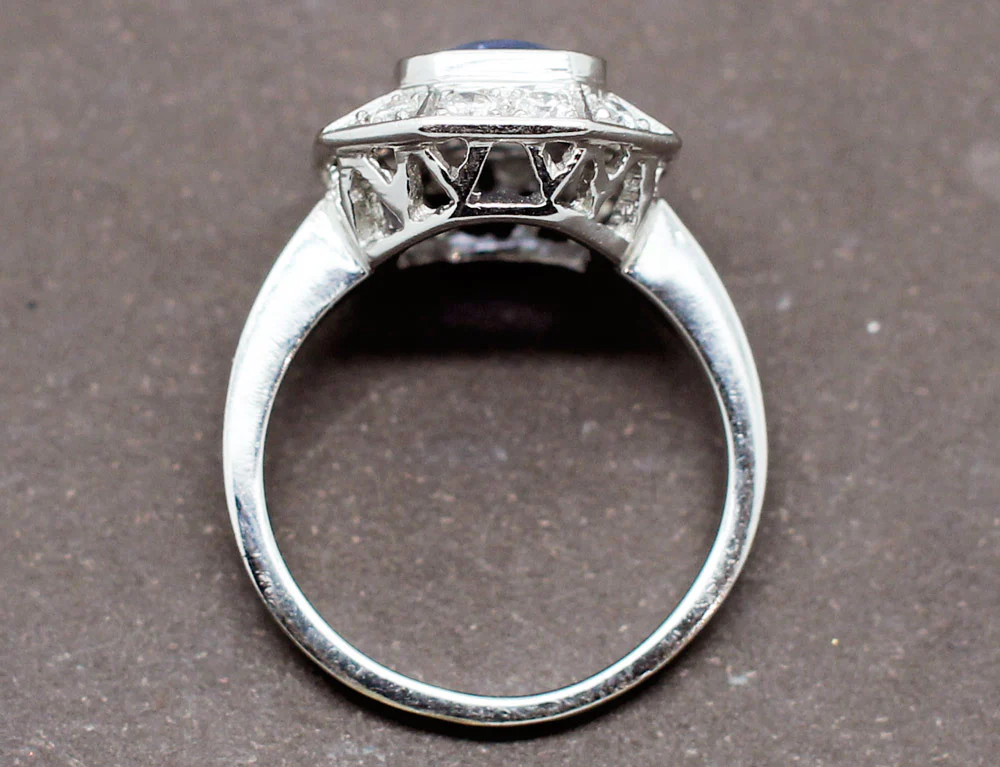 Bague Art Déco Saphir Diamants - Image 5