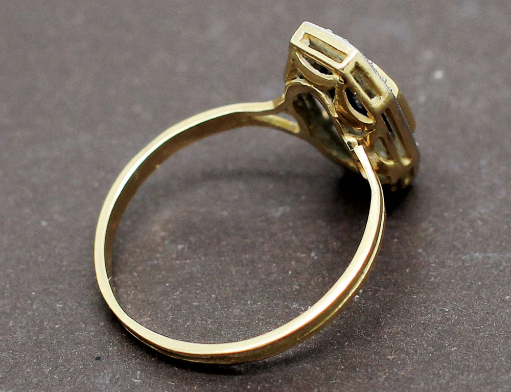 Bague Art Déco Saphir Diamants - Image 5