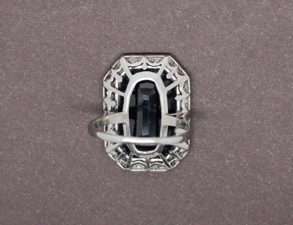 Bague Art Déco Saphir Diamants - Image 3