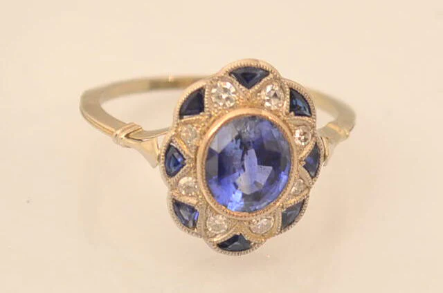 Bague Art Déco Saphirs Diamants