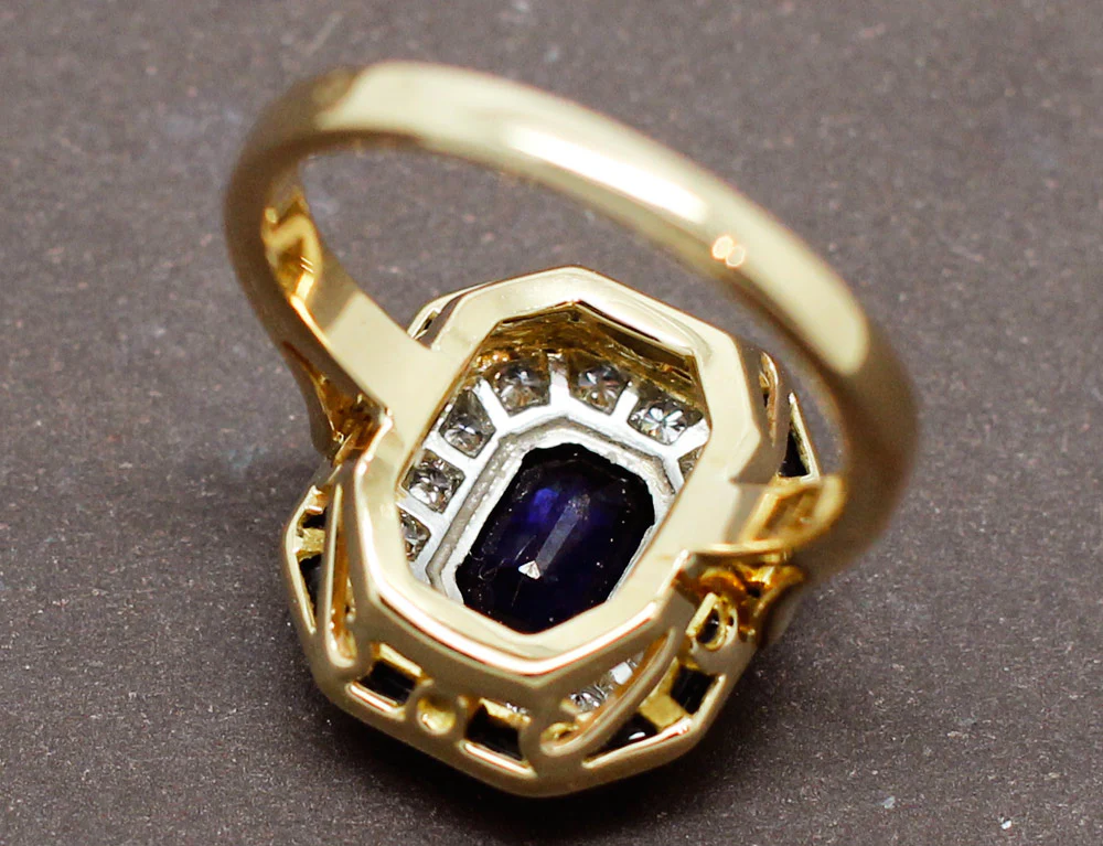 Bague Art Déco Saphirs Diamants - Image 6