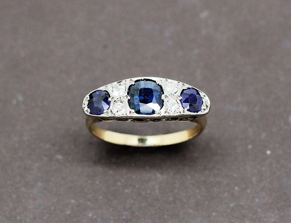 Bague Art Déco Saphirs Diamants - Image 2