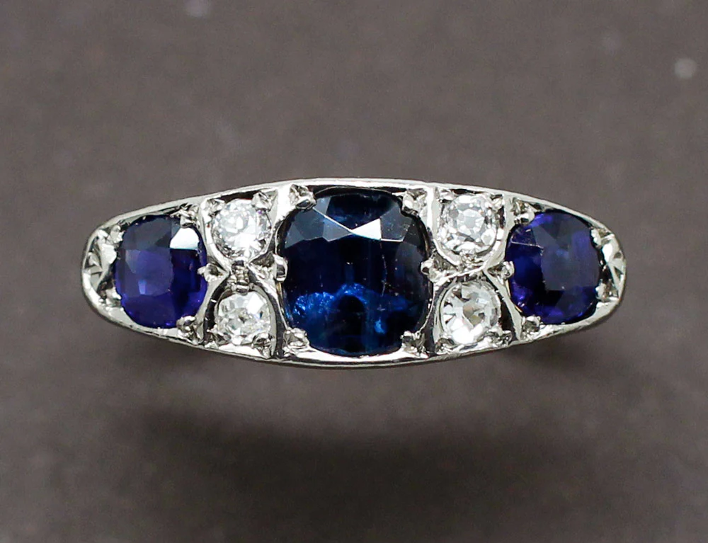 Bague Art Déco Saphirs Diamants - Image 3
