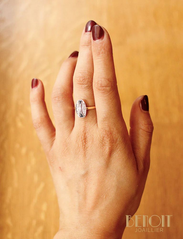 Bague Art Déco Saphirs Diamants - Image 7