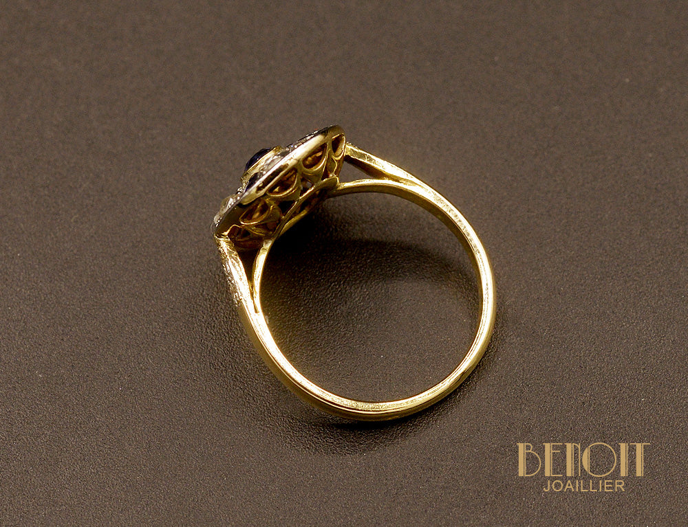 Bague Art Déco Saphirs et Diamants - Image 4