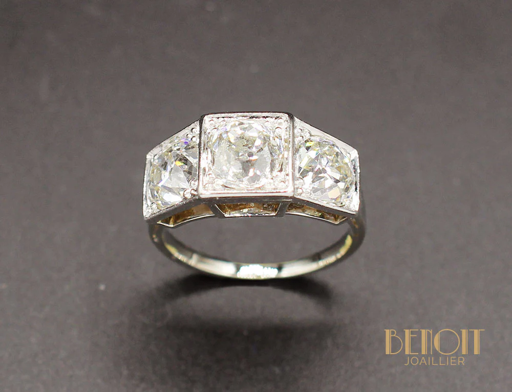 Bague Art Déco Trilogie Diamants - Image 2