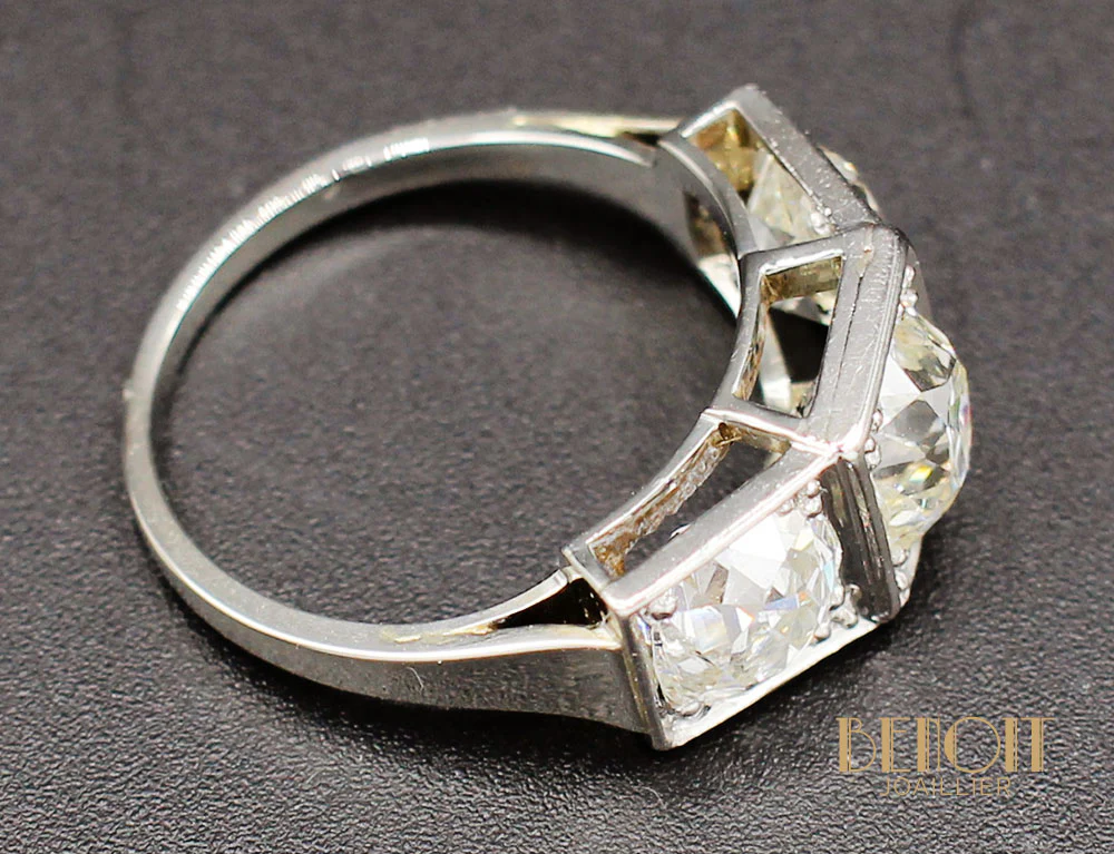 Bague Art Déco Trilogie Diamants - Image 6
