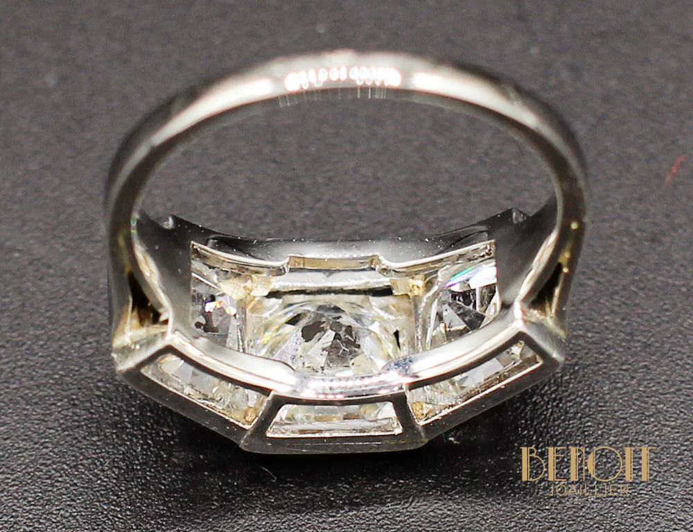 Bague Art Déco Trilogie Diamants - Image 8