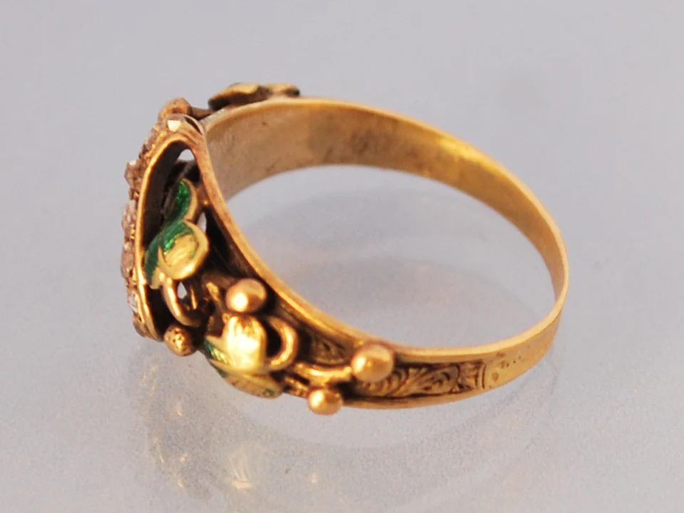 Bague art nouveau or jaune et diamant - Image 3
