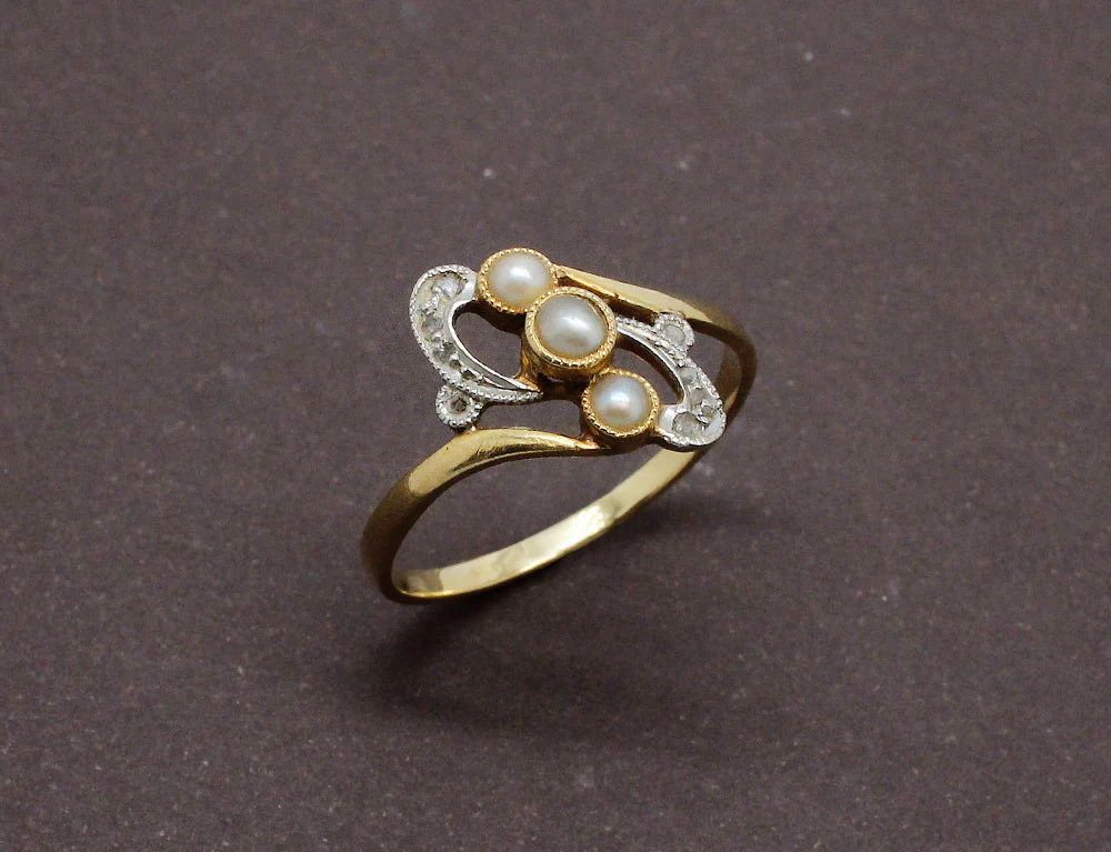 Bague Art Nouveau Perles Fines