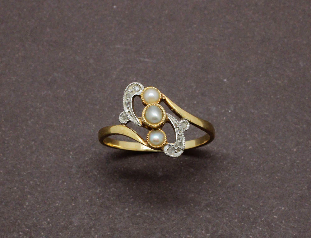 Bague Art Nouveau Perles Fines - Image 2