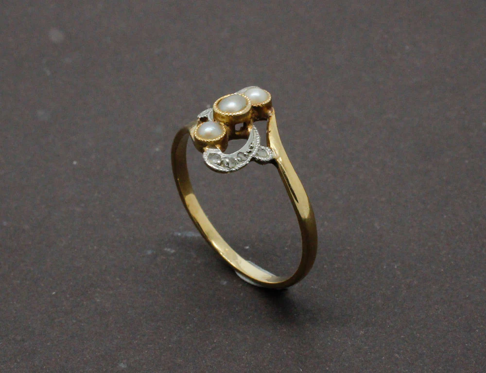 Bague Art Nouveau Perles Fines - Image 3