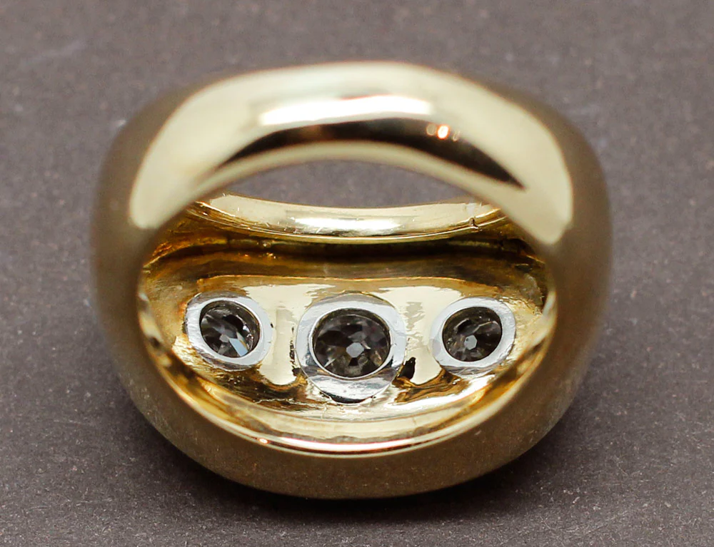Bague "Baignoire" Or Jaune 3 Diamants - Image 5