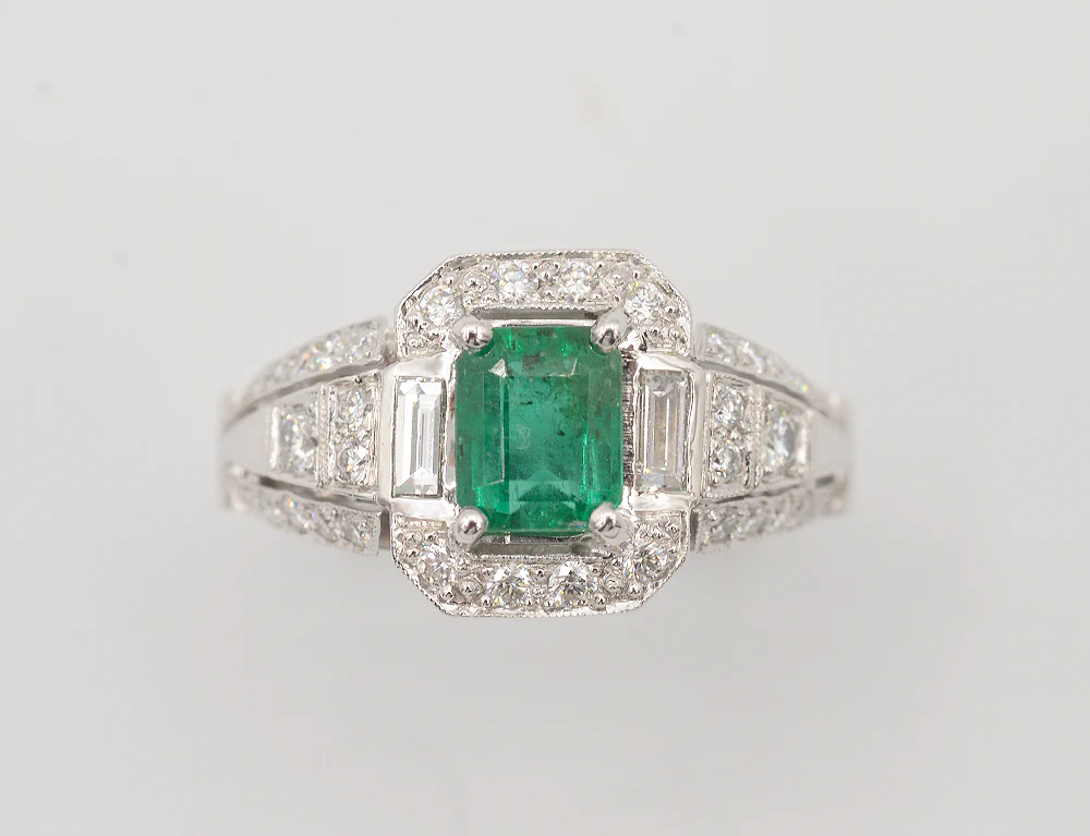 Bague Benoit Joaillier "Rectangle Emeraude et Diamants" - Image 2