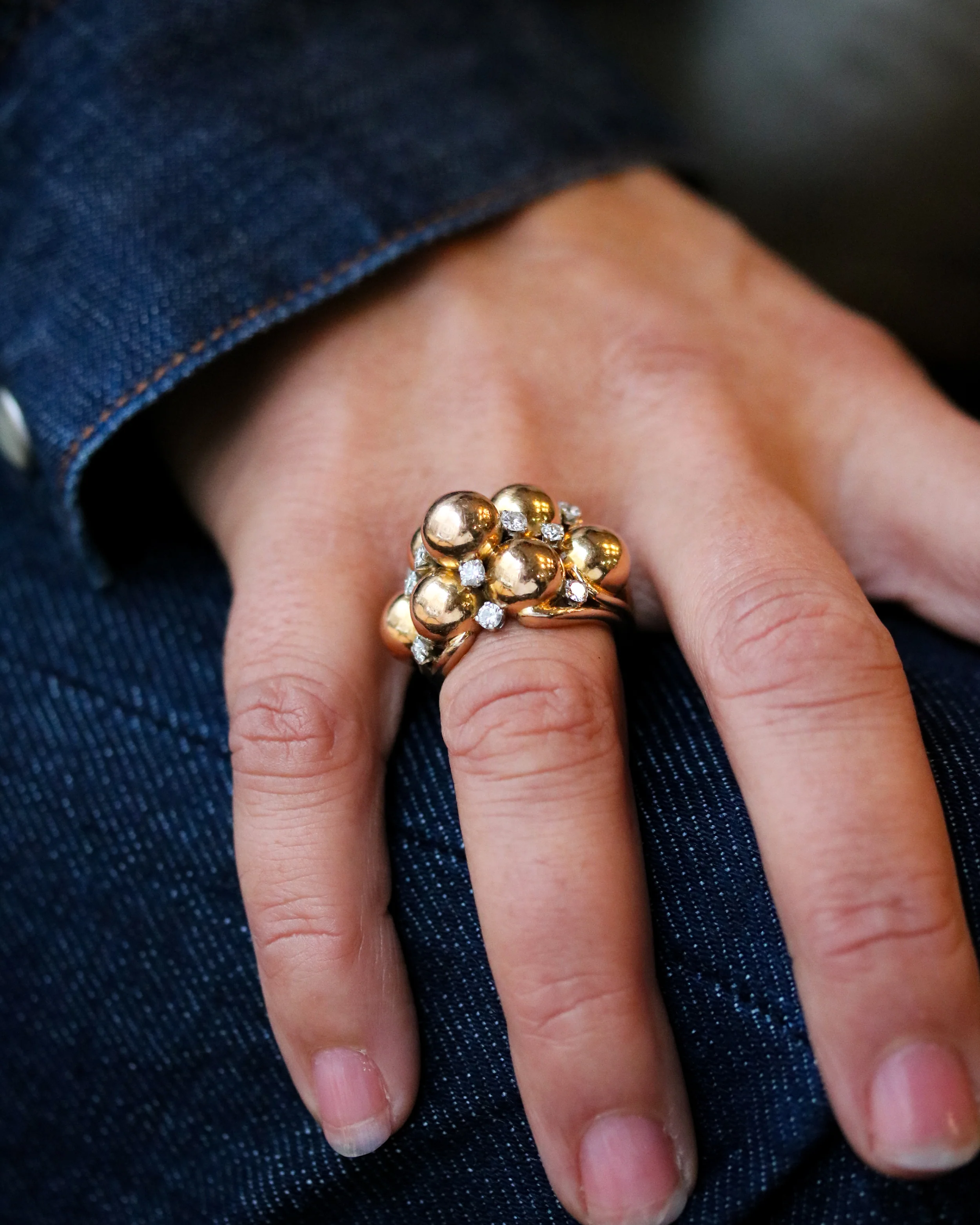 Bague Dôme Or Rose et Diamants - Image 2