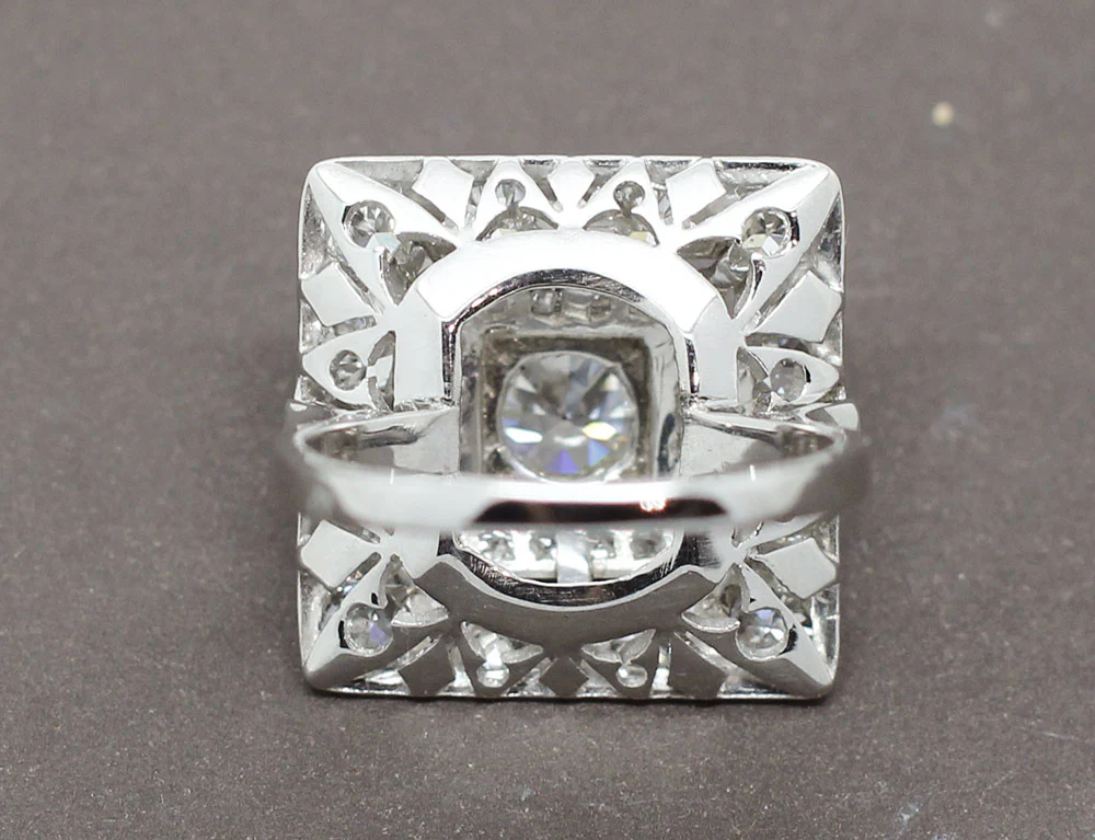Bague Carrée Art Déco Diamants - Image 6