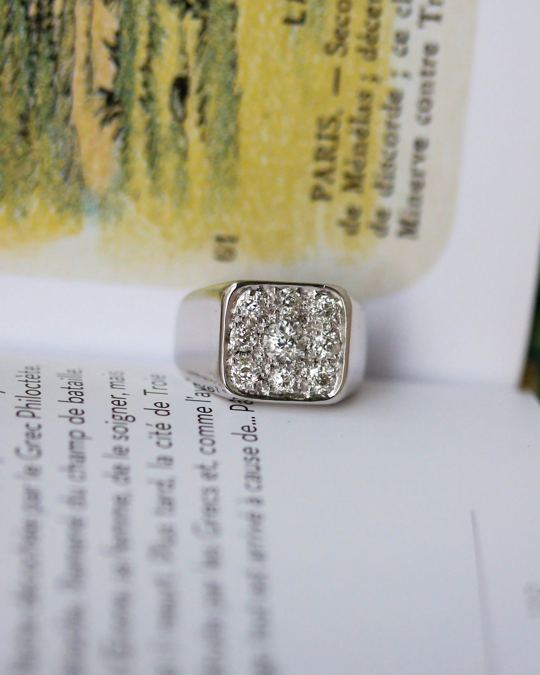 Bague Chevalière Or blanc Diamants - Image 3