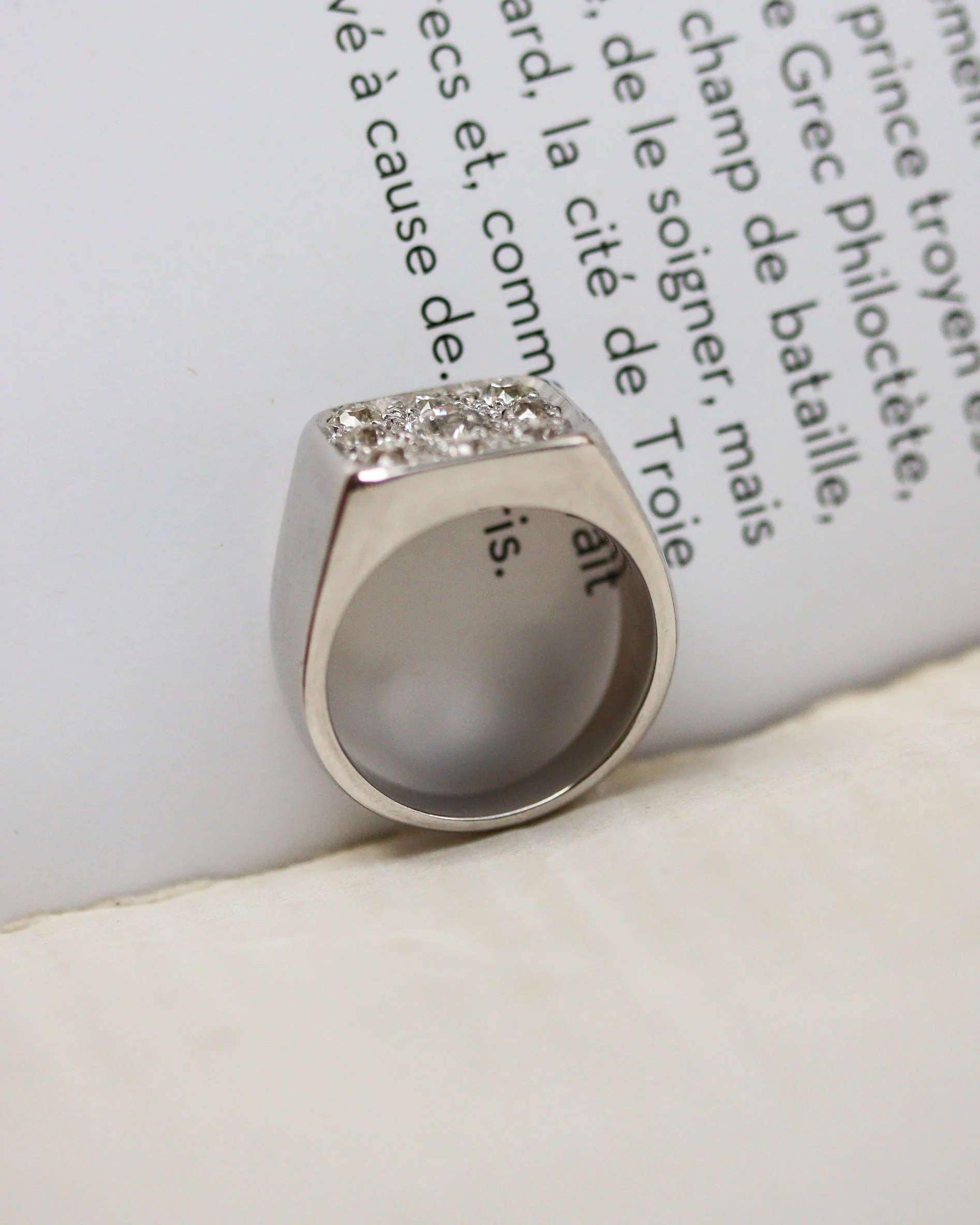 Bague Chevalière Or blanc Diamants - Image 4