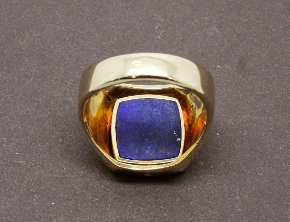 Bague Chevalière Rotary Club Lapis Lazuli et Or Jaune - Image 10
