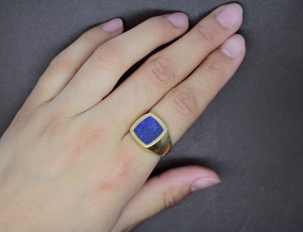 Bague Chevalière Rotary Club Lapis Lazuli et Or Jaune - Image 13