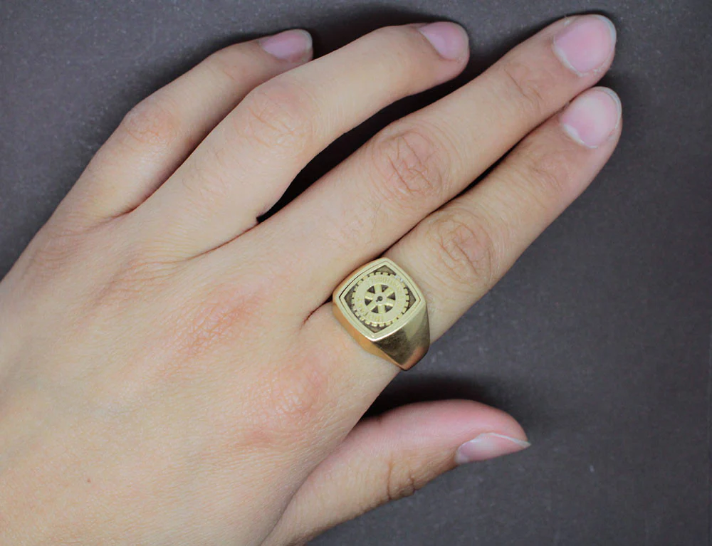 Bague Chevalière Rotary Club Lapis Lazuli et Or Jaune - Image 14