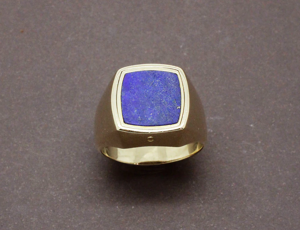 Bague Chevalière Rotary Club Lapis Lazuli et Or Jaune - Image 2