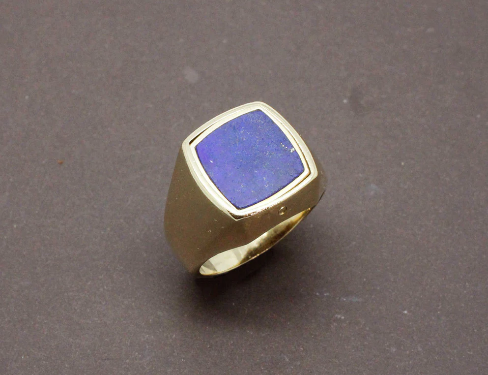 Bague Chevalière Rotary Club Lapis Lazuli et Or Jaune - Image 3