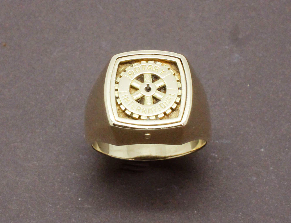 Bague Chevalière Rotary Club Lapis Lazuli et Or Jaune - Image 4