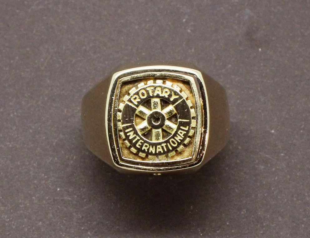 Bague Chevalière Rotary Club Lapis Lazuli et Or Jaune - Image 5