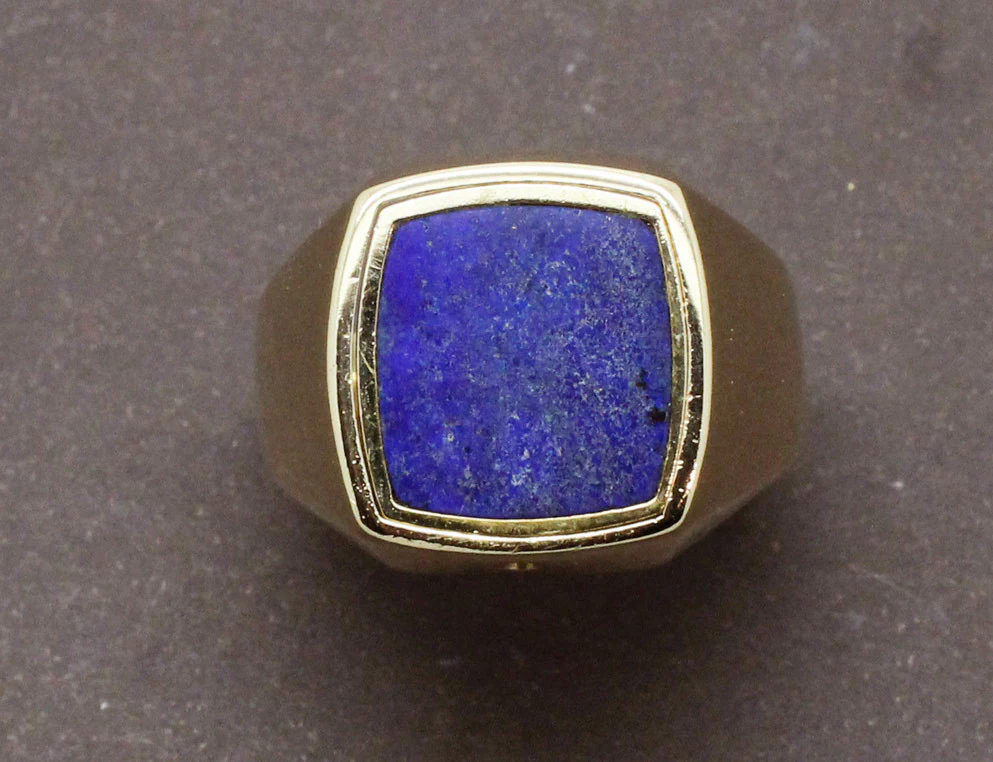 Bague Chevalière Rotary Club Lapis Lazuli et Or Jaune - Image 6