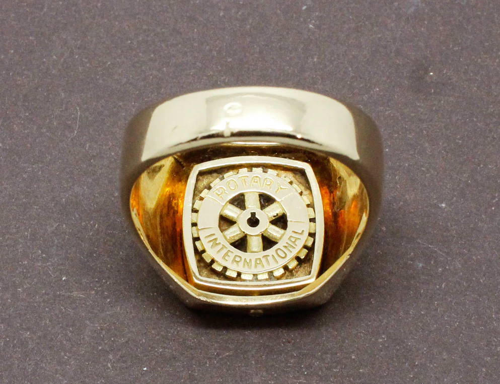 Bague Chevalière Rotary Club Lapis Lazuli et Or Jaune - Image 9