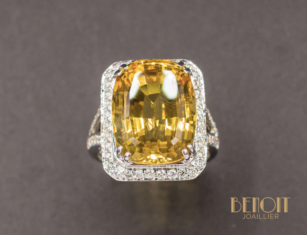 Bague Citrine Entourage Diamants - Image 2