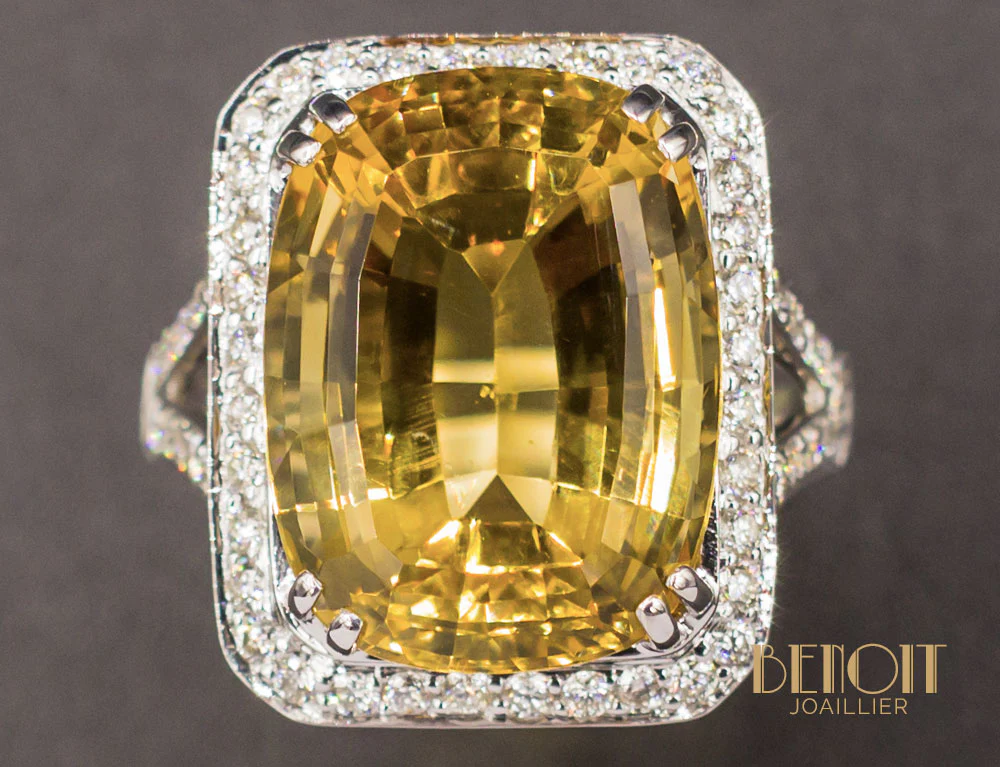 Bague Citrine Entourage Diamants - Image 4