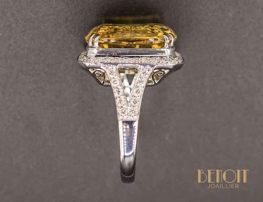 Bague Citrine Entourage Diamants - Image 5