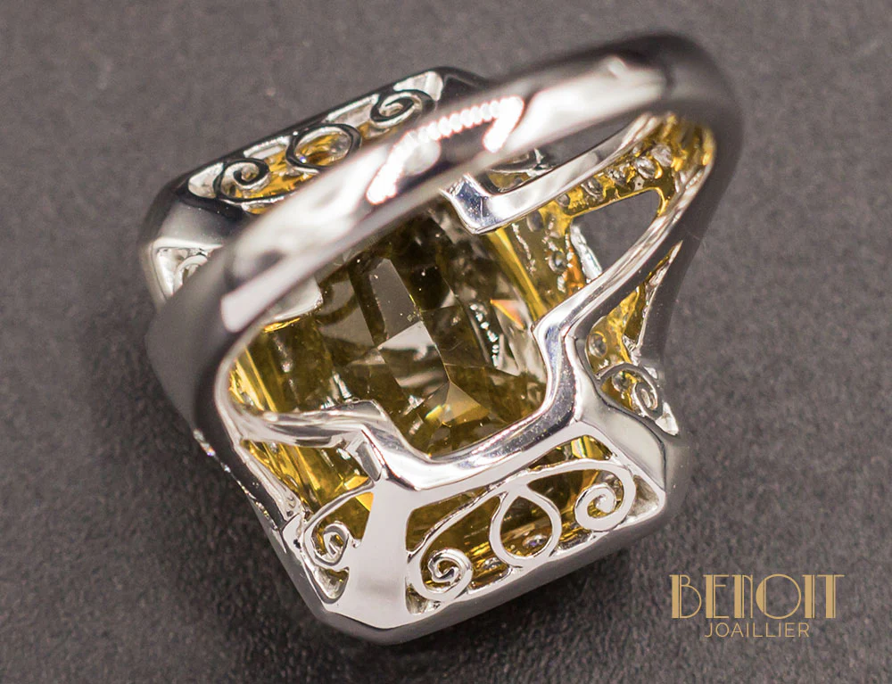 Bague Citrine Entourage Diamants - Image 7